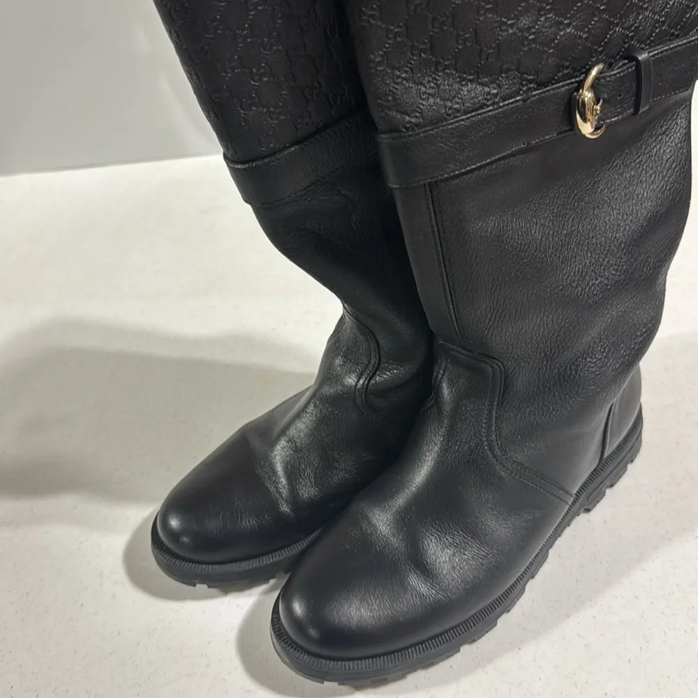 Gucci Boots Black GG Slip On Women’s Size 36 Authentic - Picture 10 of 12